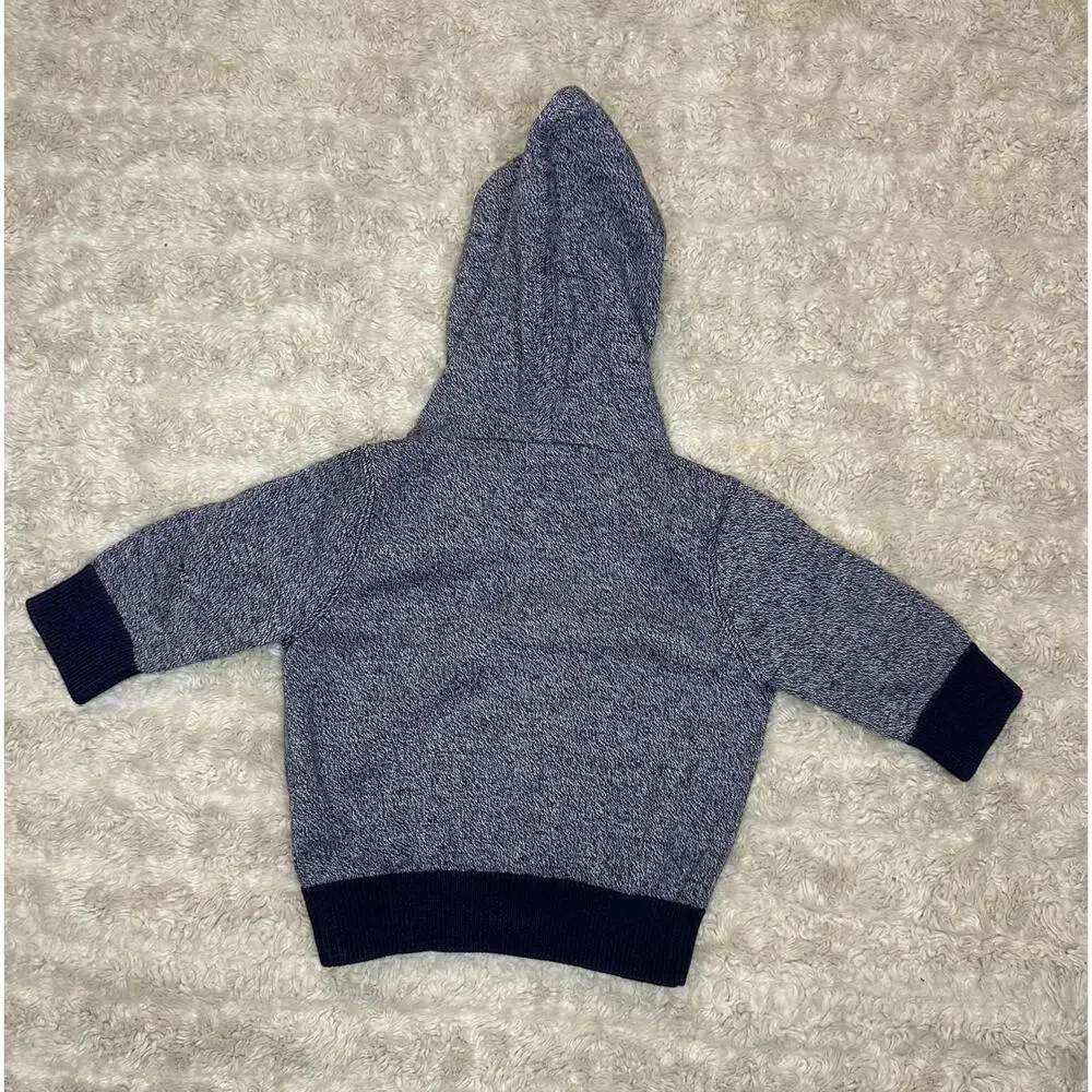 baby GAP classic blue cotton heather full zip hoodie/hooded jacket Size 3-6M